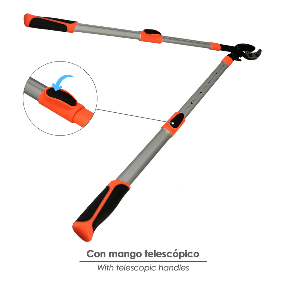 Tijera Podar 2 Manos Sistema Yunque Mangos Telescopicos Aluminio Con Multiplicador De Fuerza freno del extensible